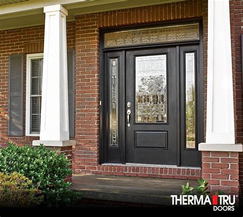 34 Lite 1 Panel Painted Fiberglass Entry Door With Decorative Glass By