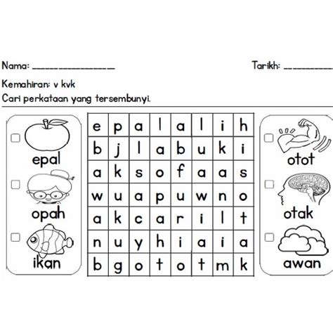 Lembaran Kerja Bahasa Melayu Prasekolah Kvkv Lembaran Kerja