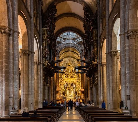 Cathedral Of Santiago De Compostela Spain The Barrel Vaulted Nave And