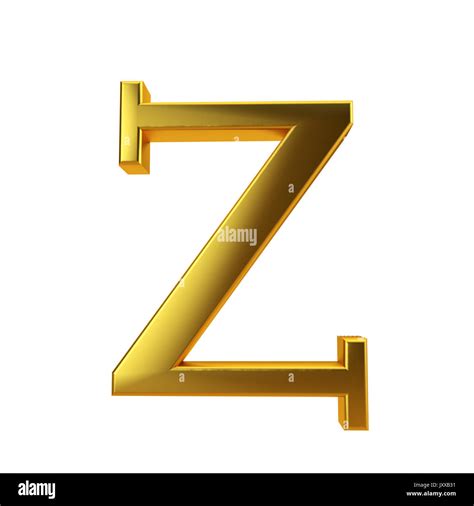 Shiny Gold Letter Z On A Plain White Background 3d Rendering Stock
