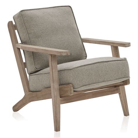 Belleze Maximus Accent Chair Wood Frame Linen Arm Chair Grey