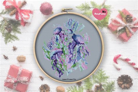 Jellyfish cross stitch pattern pdf file for instant download. Jellyfish Cross Stitch Chart pattern PDF