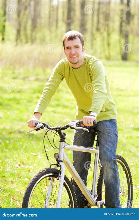 Man Riding A Bike Stock Photo Image Of Adult Nature 5023196