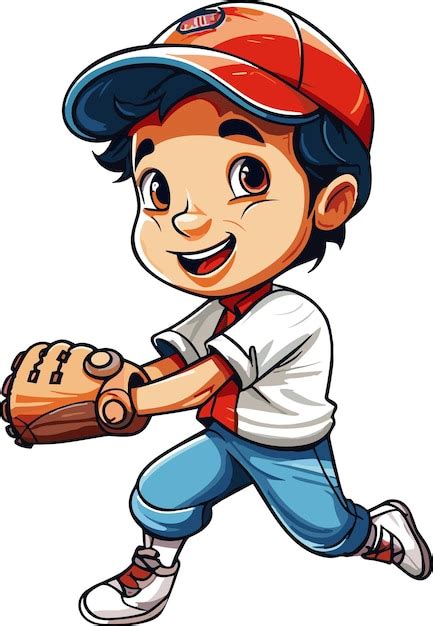 Premium Vector Cute Boy Cartoon Playing Baseball