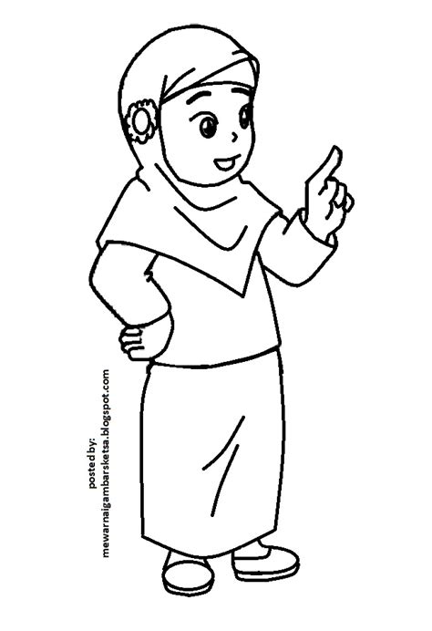 Mewarnai Gambar Mewarnai Gambar Sketsa Kartun Anak Muslimah 29