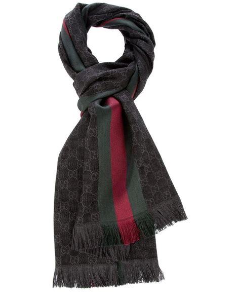 Gucci Wool Jacquard Gg Supreme Scarf In Black For Men Lyst