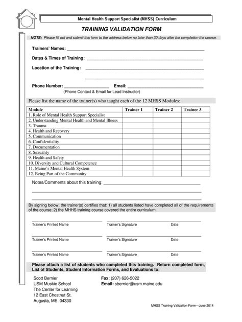 Training Validation Form Muskie Us Maine Fill Out And Sign Printable