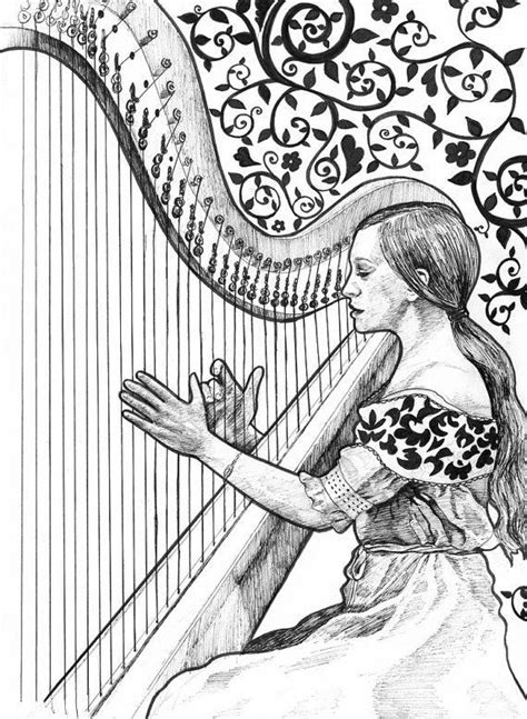 Pin By Allyson Chong On Harp Sketch Illustration Illustration