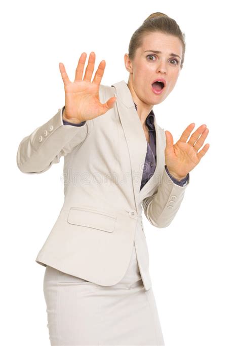 Portrait Of Scared Business Woman Stock Image Image Of Suddenness