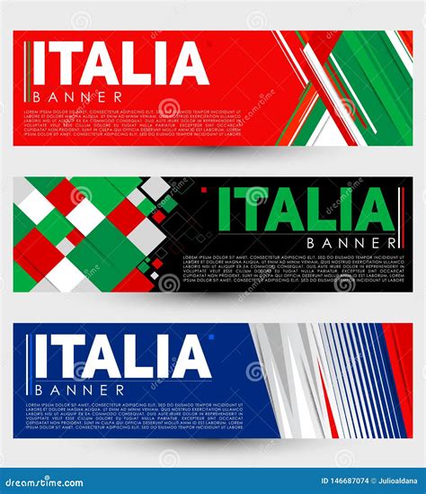 Italia Italy Modern Banner Template Vector Set Design Stock Vector