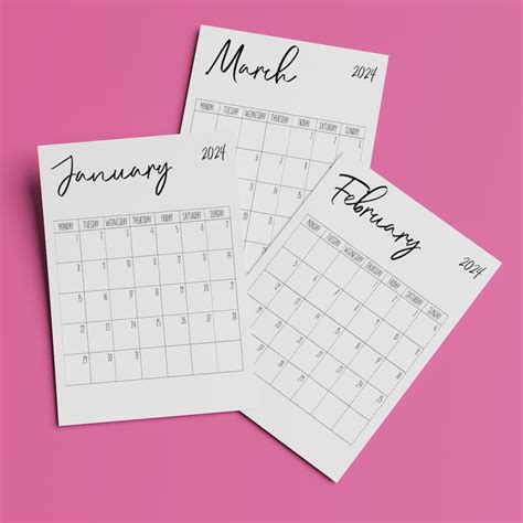 2024 Printable Monthly Calendar Monday And Sunday Start Calendar