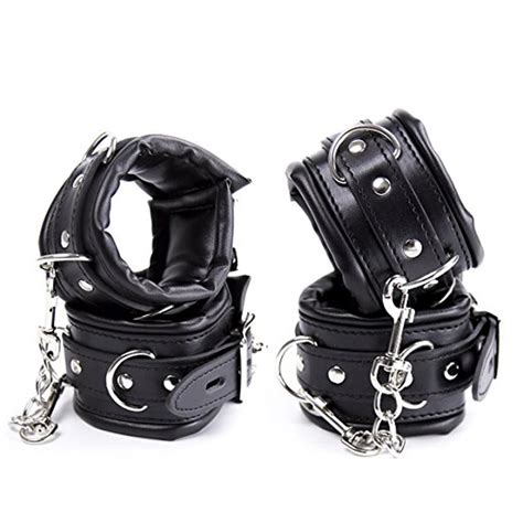 Soft Padded Black Pu Leather Handcuffs Anklecuffs Hand Cuffs Ankle Cuffs Sex Bondage Restraints