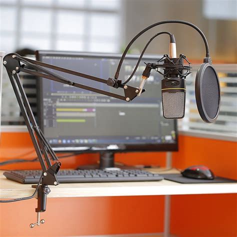 microphone arm boom stand studio desk mic scissor neewer streaming table suspension mount broadcast pc adjustable radio swing under stands