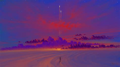 Download Rocket Sky Artistic Landscape Hd Wallpaper By Bisbiswas