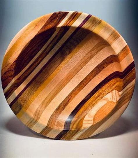 Hand Turned Laminated Wood Bowl Unique One Of A Kind Etsy Wood