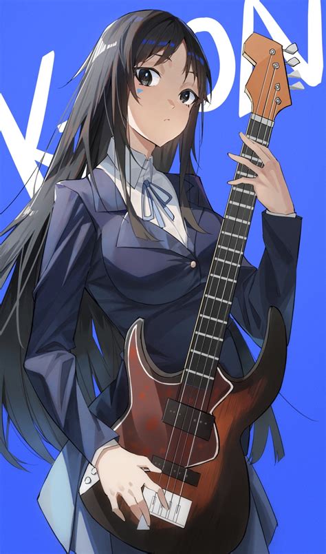 soranoki akiyama mio k on absurdres commentary highres 1girl bass guitar black eyes