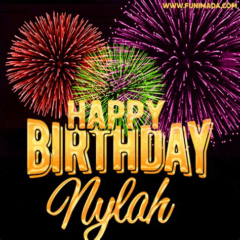 Wishing You A Happy Birthday Nylah Best Fireworks  Animated Greeting Card — Download On