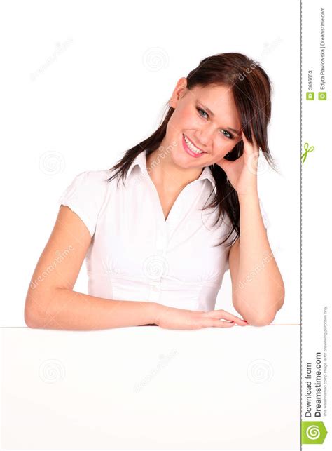 Woman Leaning On A Billboard Stock Image Image Of Happiness Camera