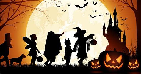 Siluetas Halloween Brujas Calabazas Castillo Wallpapers Hd