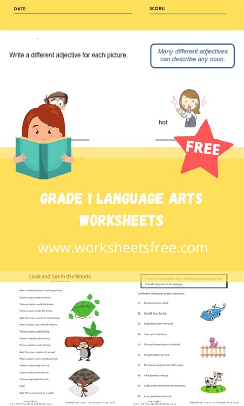 Language Arts Worksheets For Grade 1