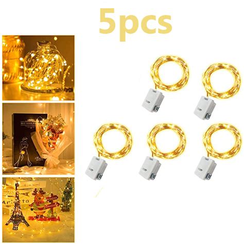 5 Pack Battery Operated Led Fairy Lights 20 Led Copper Wire Battery
