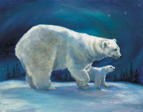 Polar Bear And Cub Painting By Laurie Hein