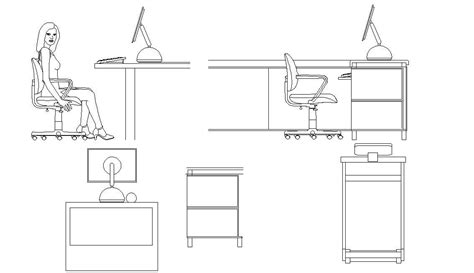 Office Furniture Elevation Design Cad Blocks Cadbull All In One Photos