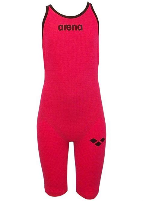 a woman s pink and black one piece swimsuit with the word arena on it