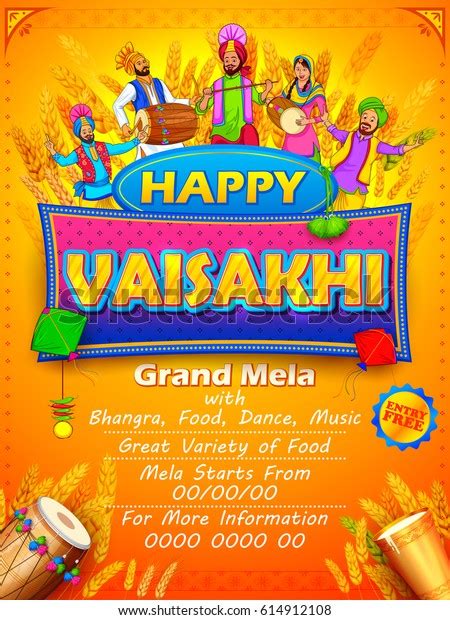 Illustration Happy Vaisakhi Punjabi Festival Celebration Stock Vector