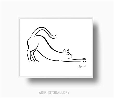 Picasso Print Cat Picasso Animal Drawing Minimalist Picasso