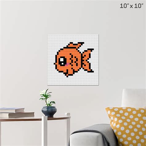 Goldfish Pixel Art Wall Poster Build Your Own With Bricks Brik