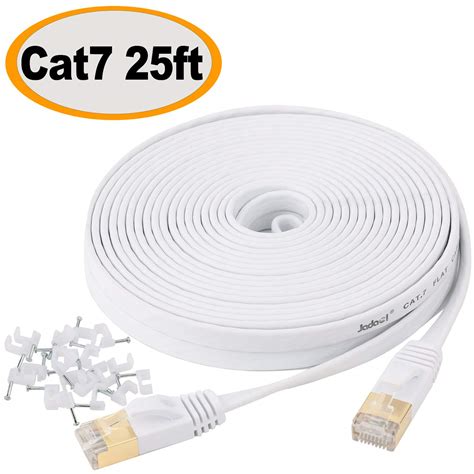 Cat 7 Ethernet Cable 25 Ft Shielded Solid Flat Internet Network