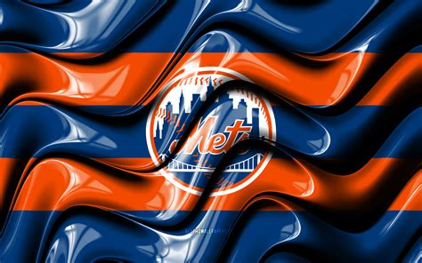 Herunterladen Hintergrundbild New York Mets Flagge 4k Blaue Und