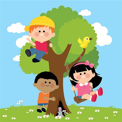 Royalty Free Kids Climbing Tree Clip Art Vector Images And Illustrations