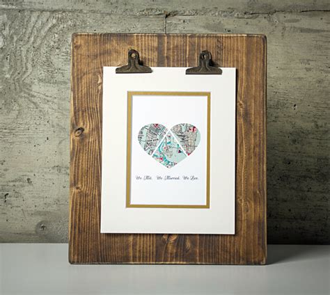 we met we married we live personalized map heart love etsy