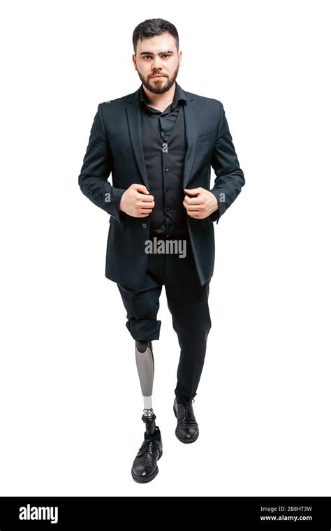 Disabled Young Man With Prosthetic Leg Artificial Limb Concept