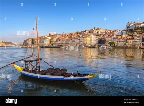 Porto Portugal City Skyline At Porto Ribeira And Douro River With