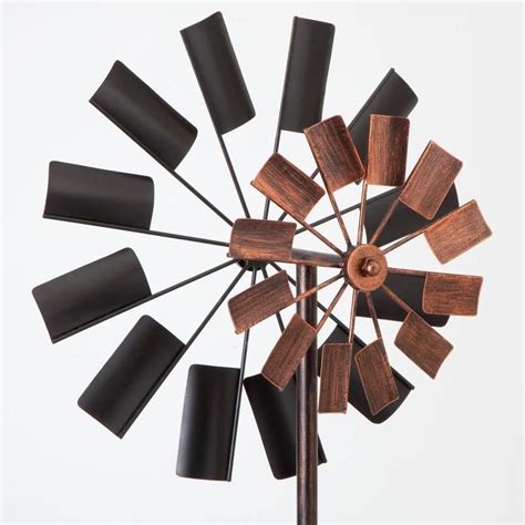 Two Level Copper And Black Lawn Ornament Wind Spinner Kinetic Garden