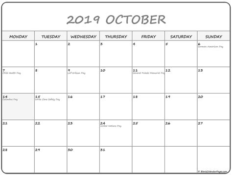 Perky Month Calendar Starting On Monday Printable Blank Calendar Template