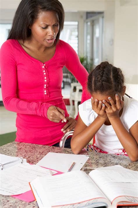 Angry Mother Telling Off Daughter About Homework Stock Image Colourbox