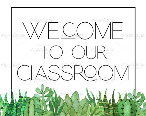Classroom Welcome Sign Cactus Succulent Wall Art For Teachers Etsy
