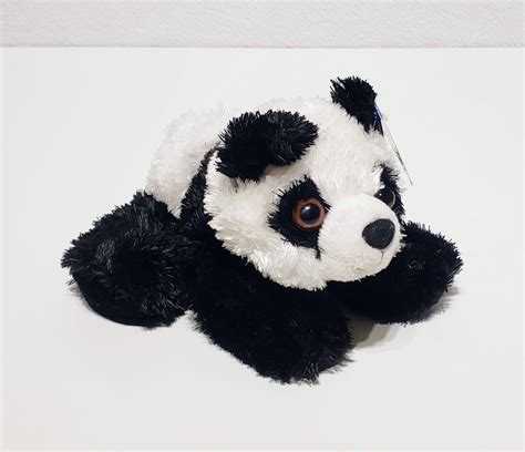 New Aurora Cute Baby Panda Bear Flopsie Black White Plush Stuffed