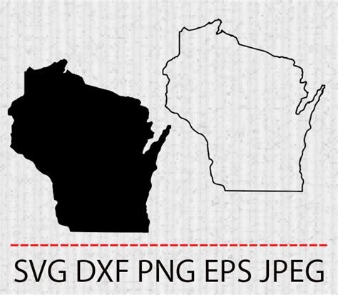 Svg Wisconsin State Outline Map Vector Layered Cut File Etsy