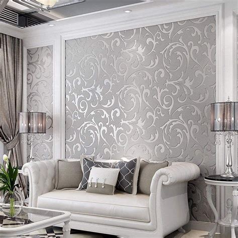 Wallpaper Living Room Gray Cabinets Matttroy