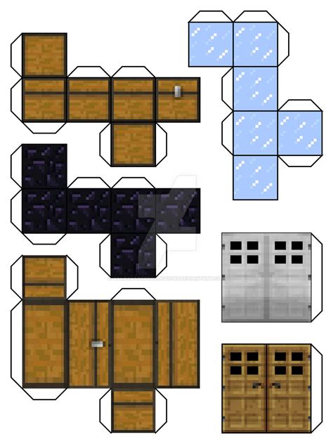 Minecraft Papercraft Chest12 Obsidian Icedoors By