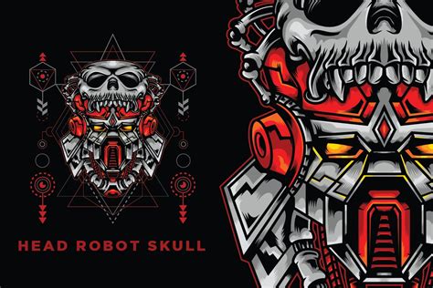 Robot Head Skull Vector Illustrator Graphics ~ Creative Market