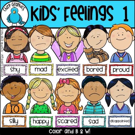 Children Feelings Faces Clip Art Set 1 Chirp Graphics Etsy