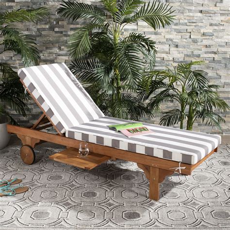 Deck chairs without cushions might be. Newport Chaise Lounge Chair with Grey & White Cushion and ...