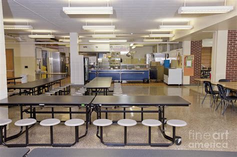 Table And Seats In A School Cafeteria Photograph By Will And Deni Mcintyre