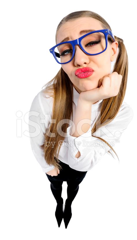 Cute Nerd Woman Puckering Stock Photo Royalty Free Freeimages
